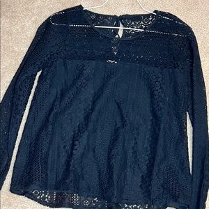 Black Floral Lace quarter shirt